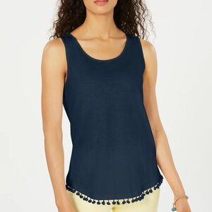 Lilly Pulitzer Mckee pom pom tank navy extra small